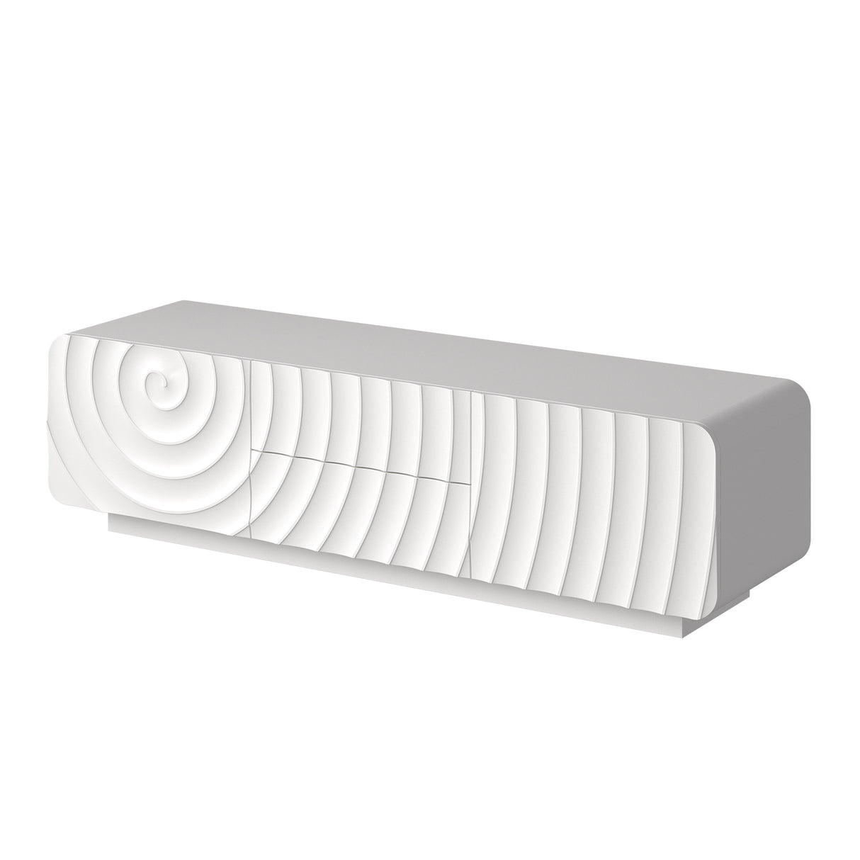 58" TV Console with Modern Unique Spiral Wave Design
