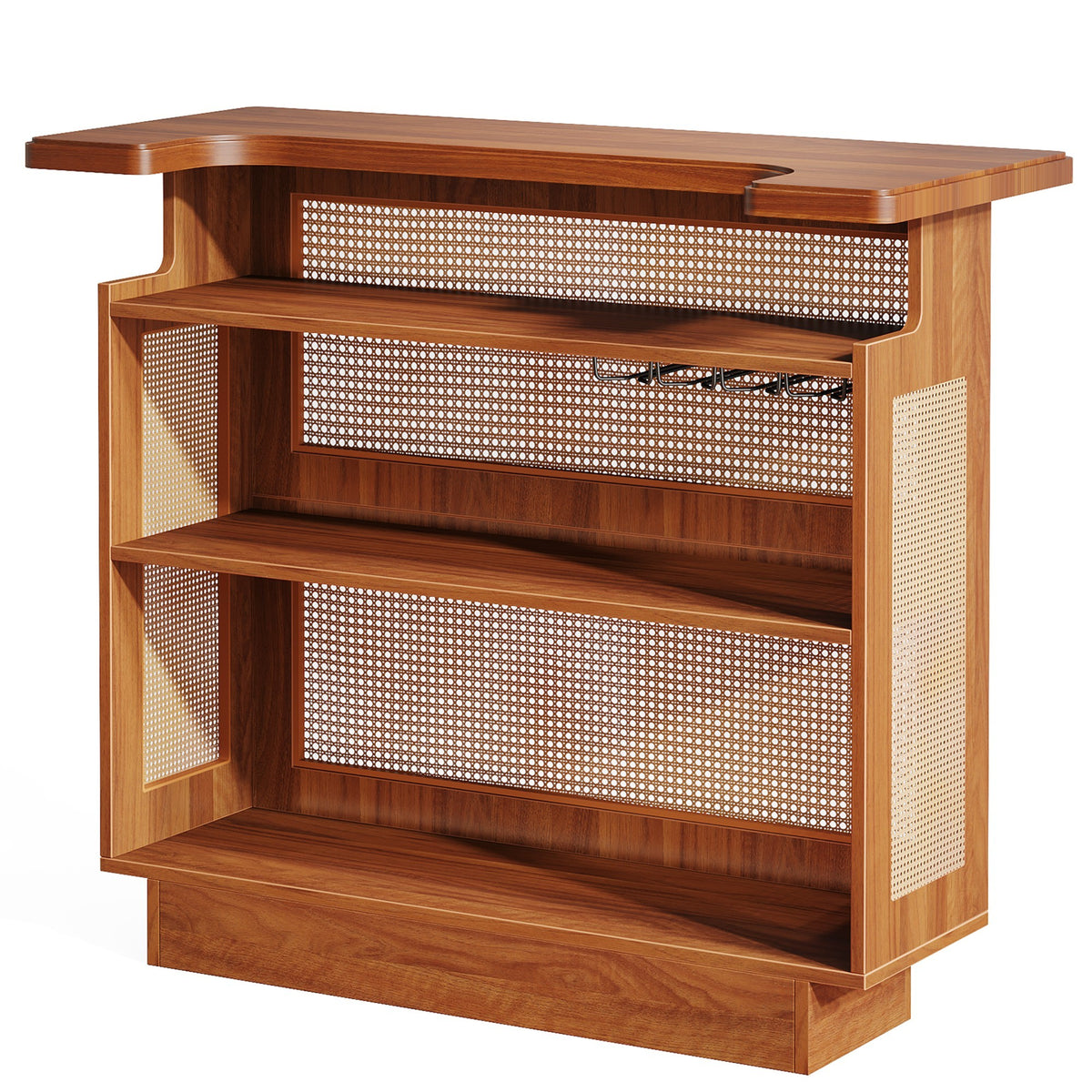 47.24 Inches Farmhouse Rattan Bar Unit