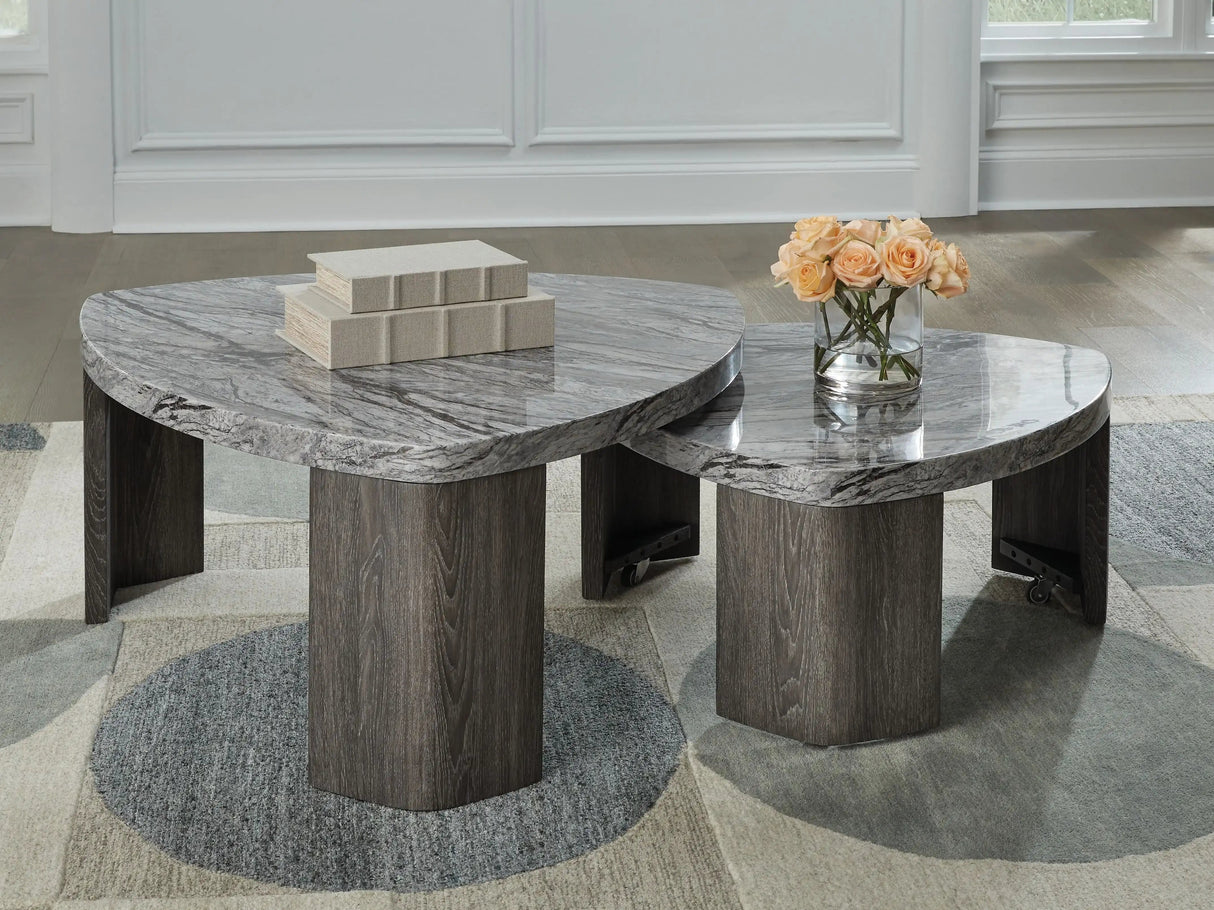 Surmour - Stacked Cocktail Table - Gray / Brown - Best Buy Furniture
