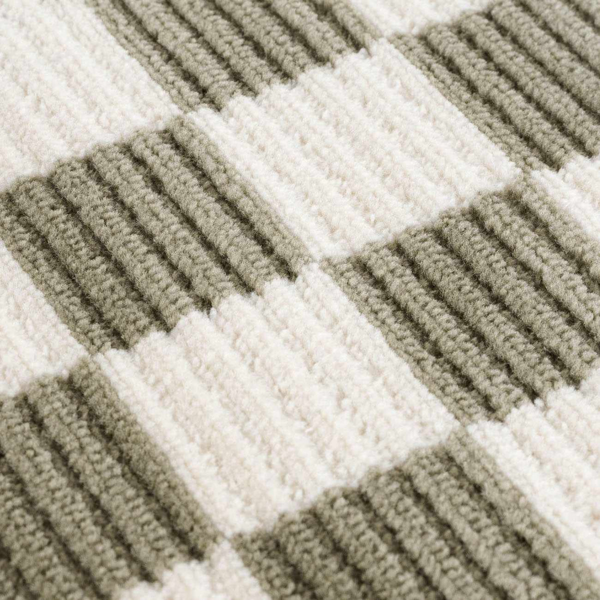 Kaysar Olive Green Checkered Washable Area Rug