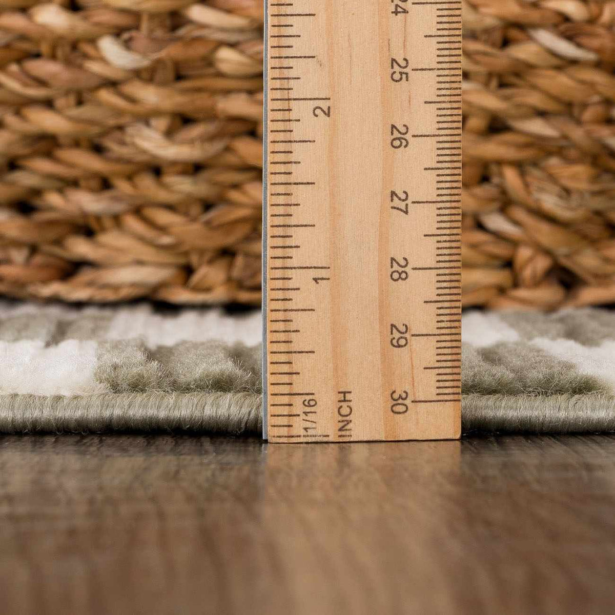 Kaysar Olive Green Checkered Washable Area Rug