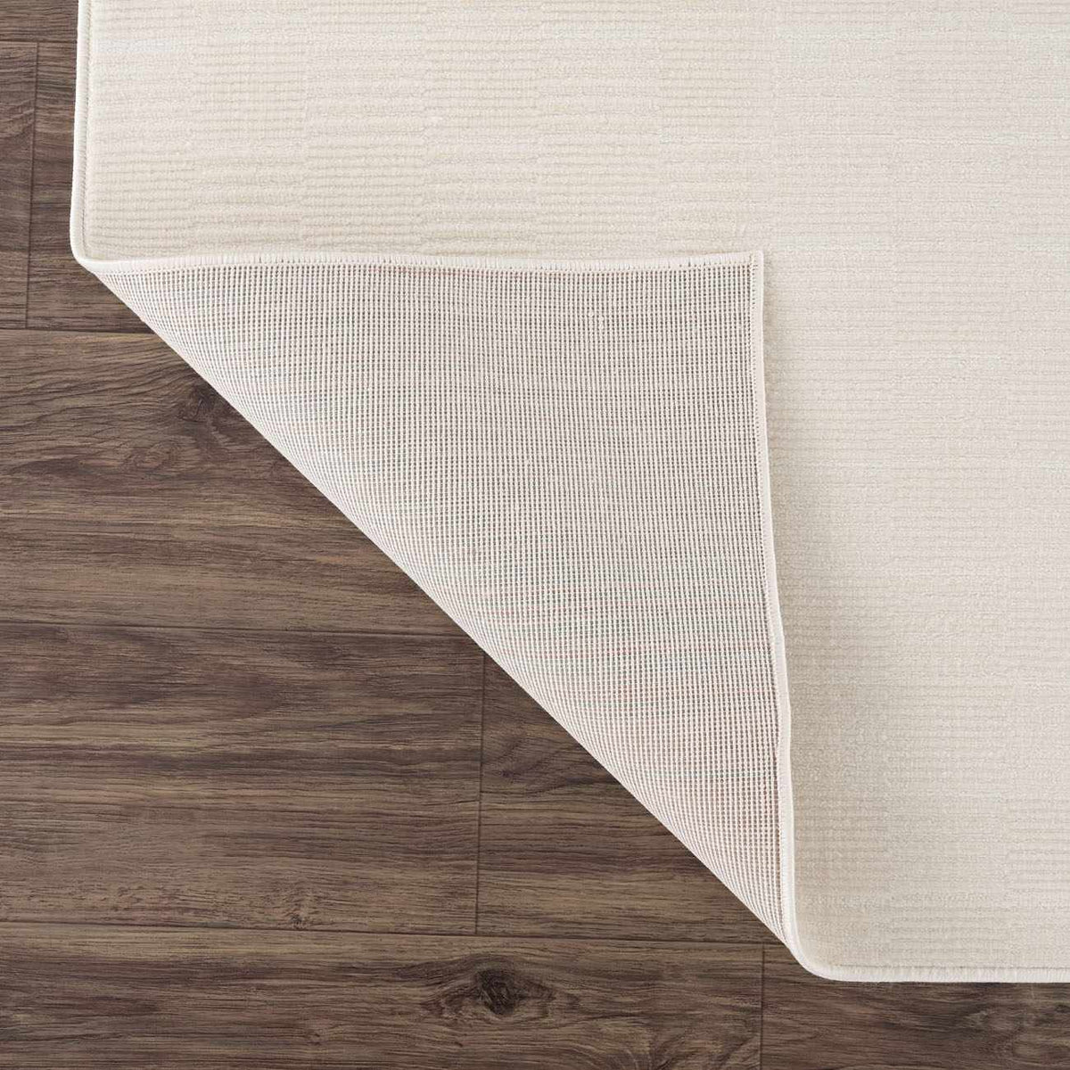 Kazuma Cream Checkered Washable Area Rug