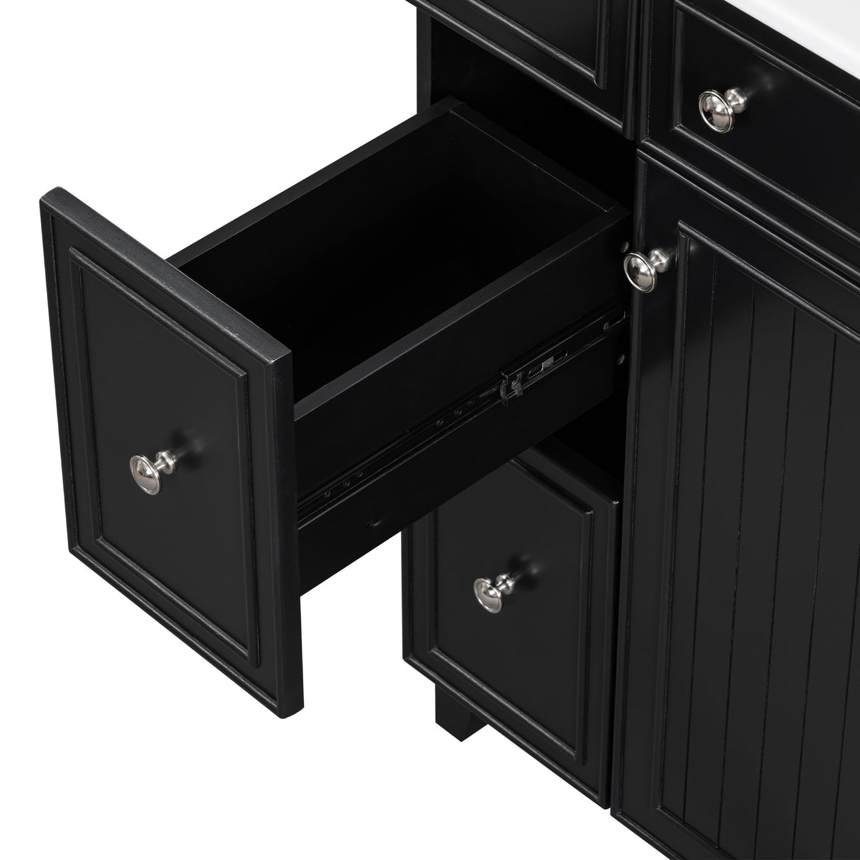 Transitional Style Bathroom Vanity Cabinet With Ceramic Sink