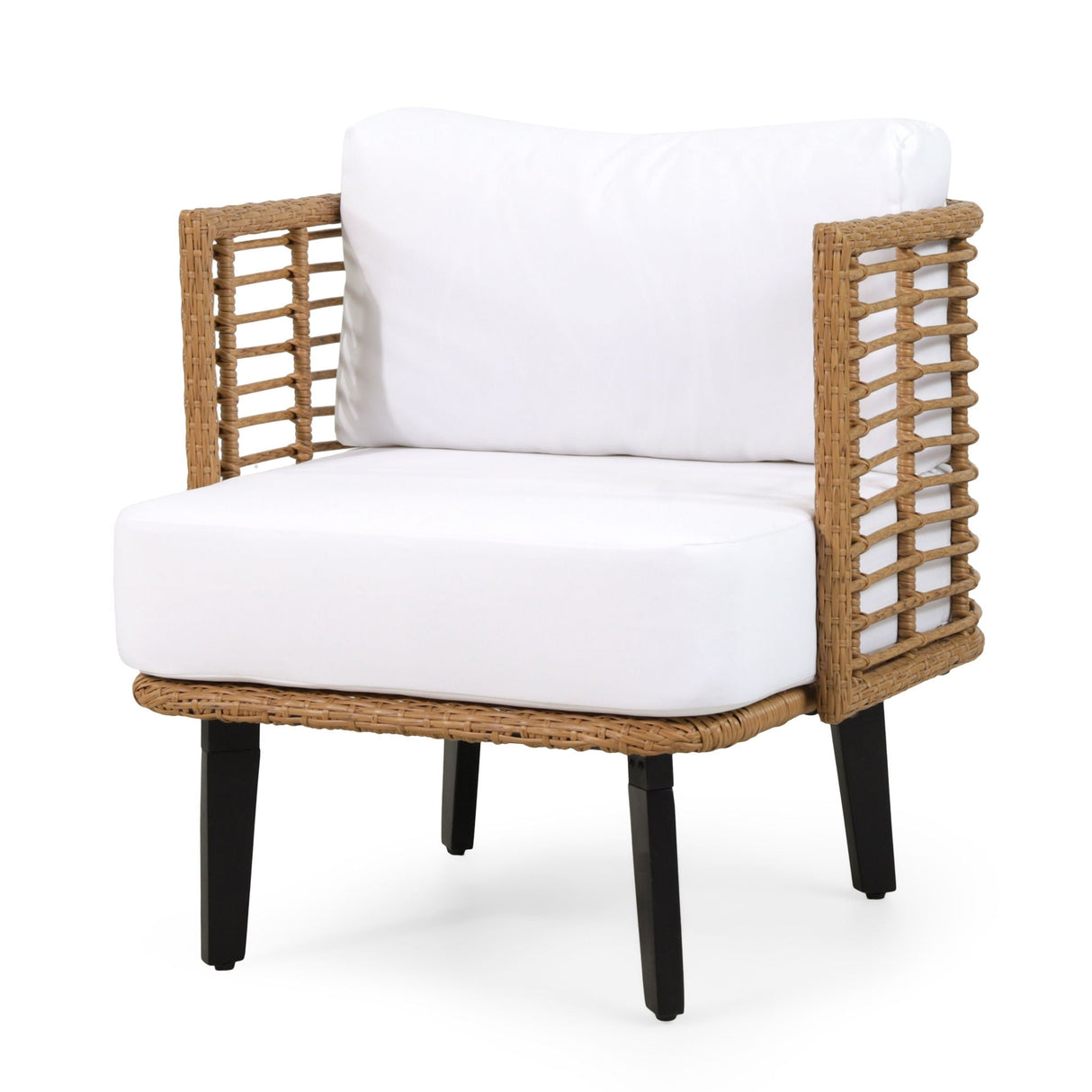 Outdoor Wicker Club Chair With Water Resistant Cushion - Brown - Best Buy Furniture