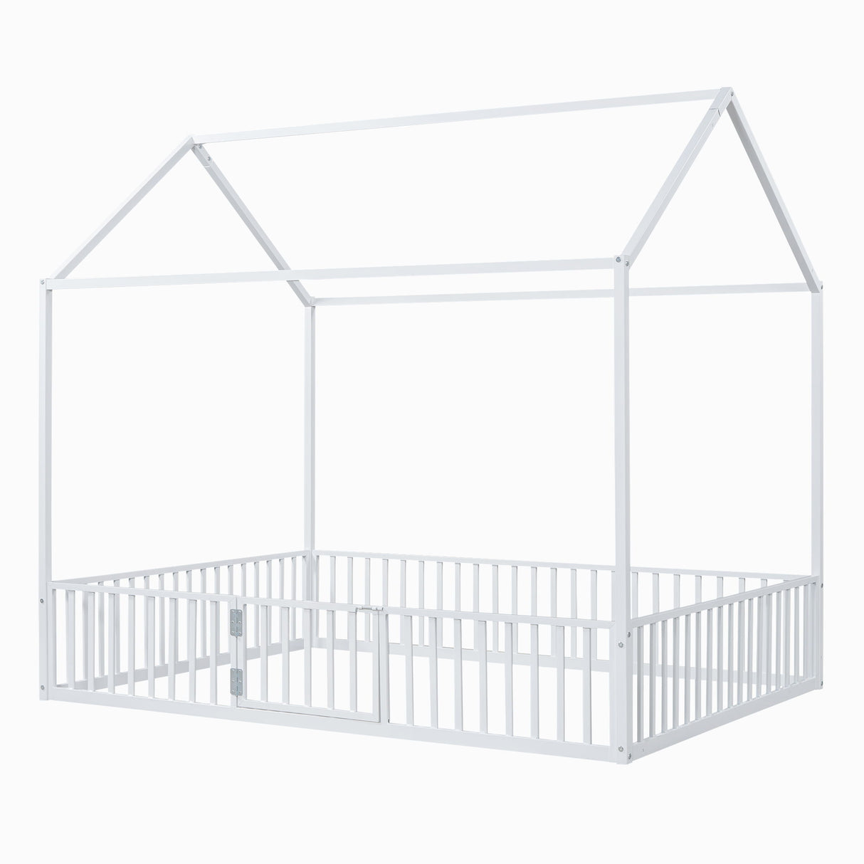 Metal House Bed With Fence And Door