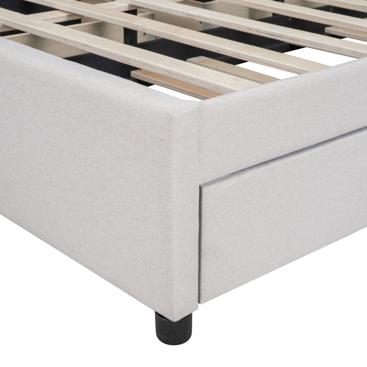 Upholstered Platform Bed With Drawers, Classic Headboard Design