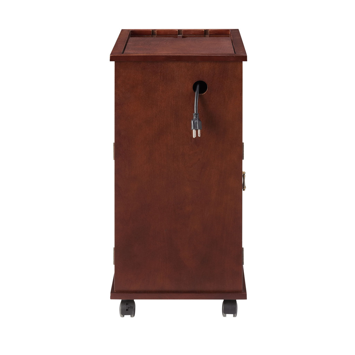 Traditional End Table With Charging Station, Narrow Side Table With USB Ports And Outlets - Red Walnut