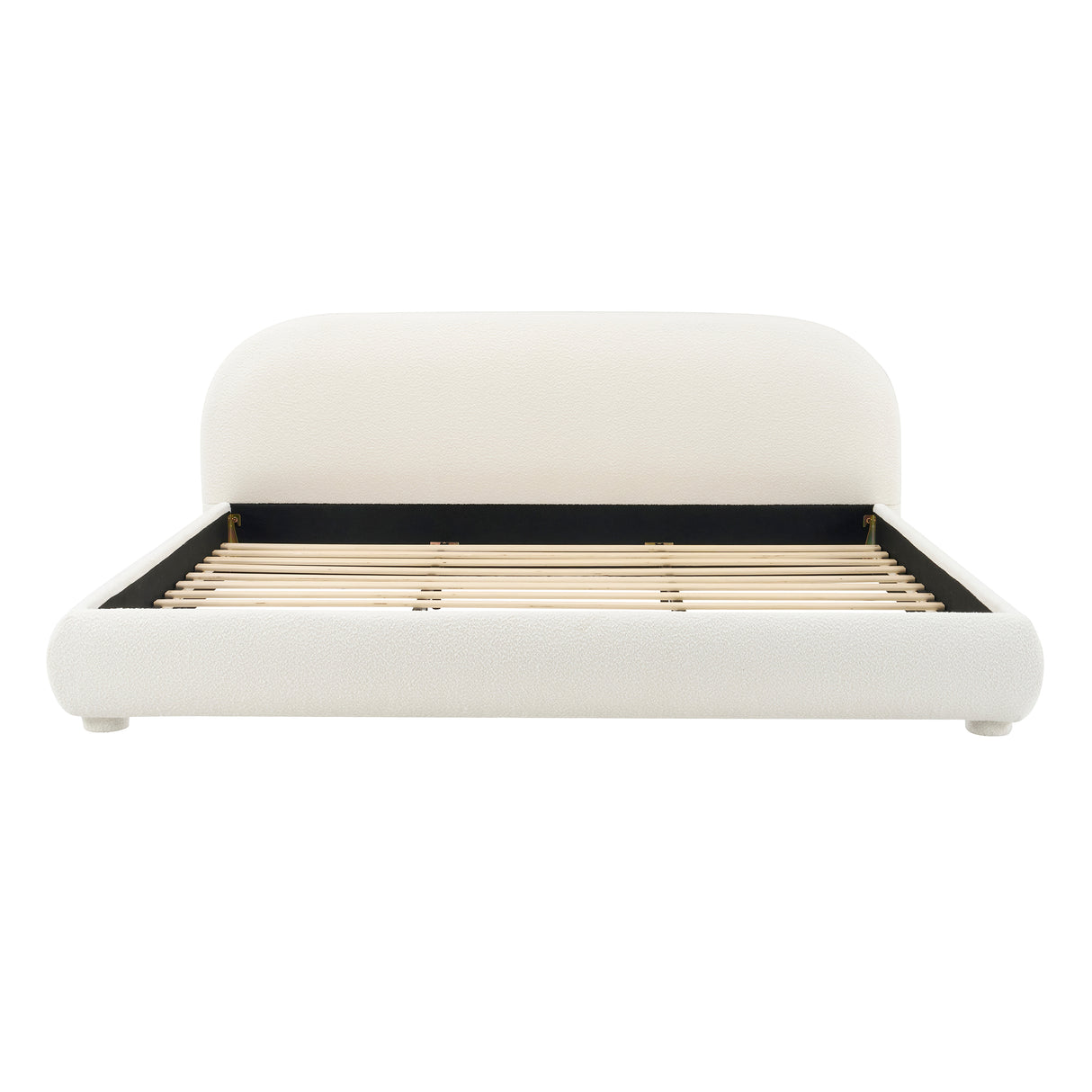 Cream Style Fabric Upholstered Bed, Simple Modern Bedroom King