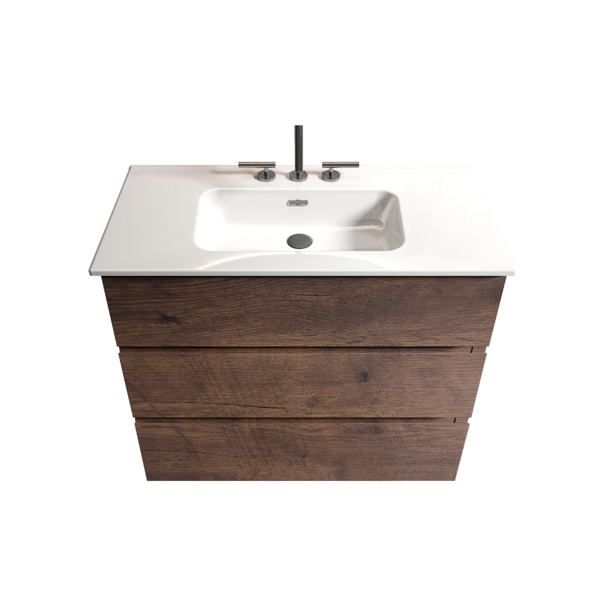 TIA 36-Inch Walnut Bathroom Vanity with Ceramic Sink Basin