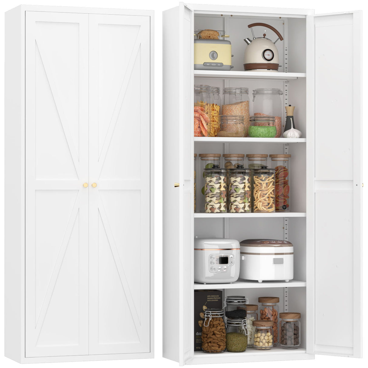 Adjustable 2 Door Storage Cabinet With Adjustable Shelves