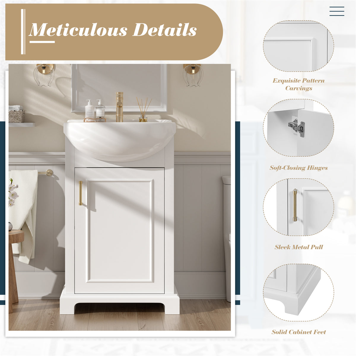 20-Inch Bathroom Vanity with Ceramic Sink