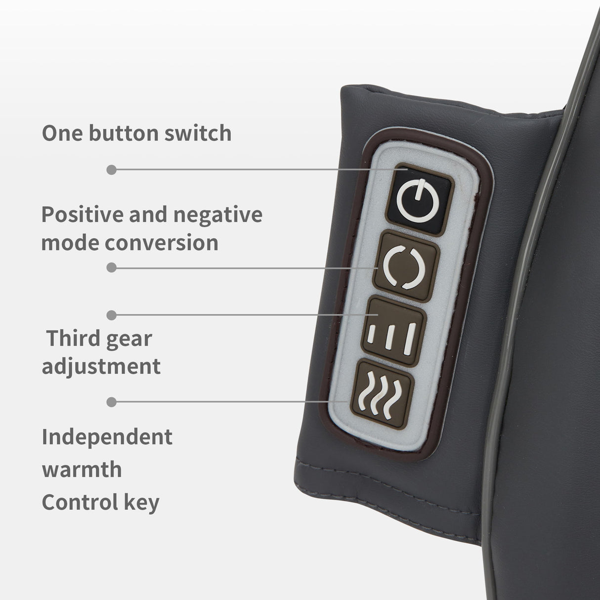 Therapeutic Shiatsu Massage Cushion With Heat Function, Polypropylene - Gray