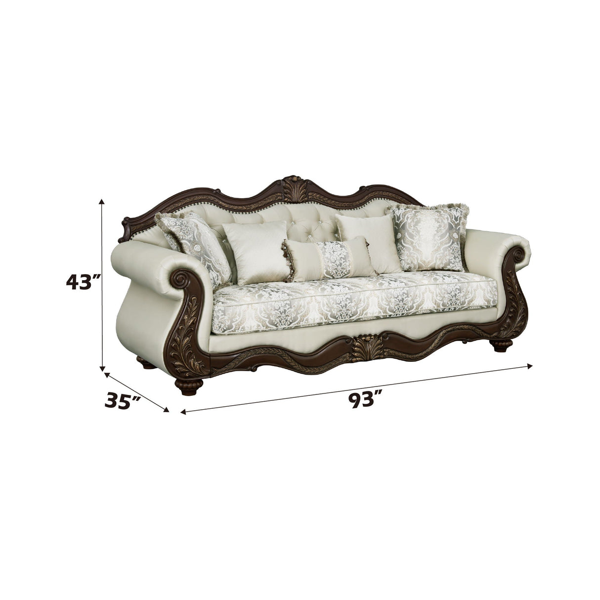 Pierce - Sofa With 5 Pillows - Beige / Cherry - Best Buy Furniture