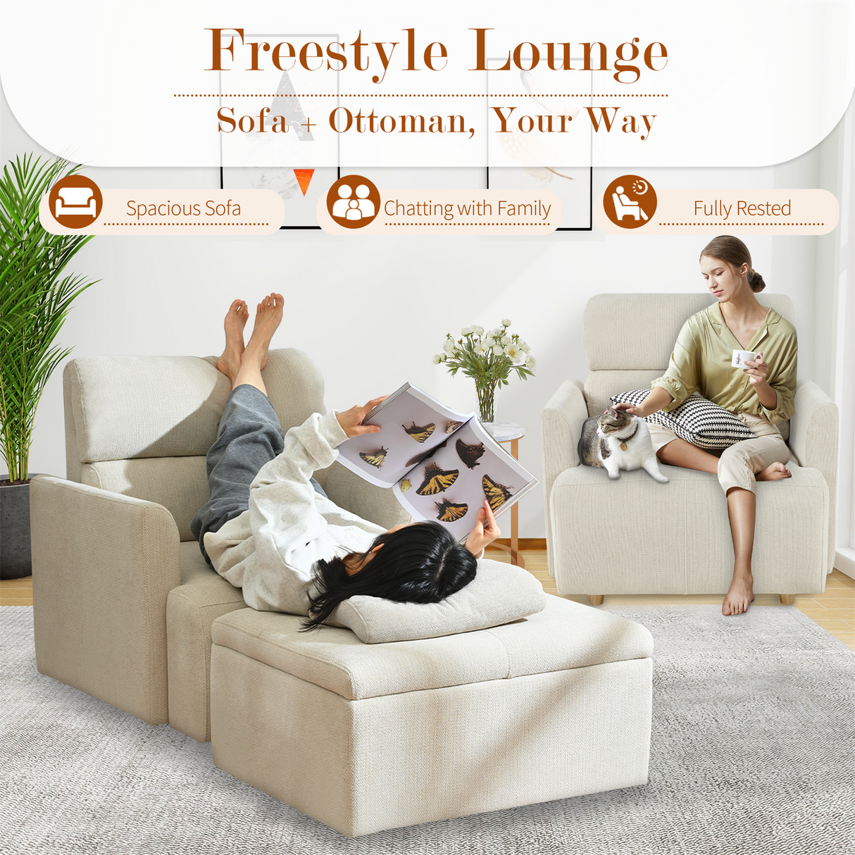 Oversized Chair with Storage Ottoman