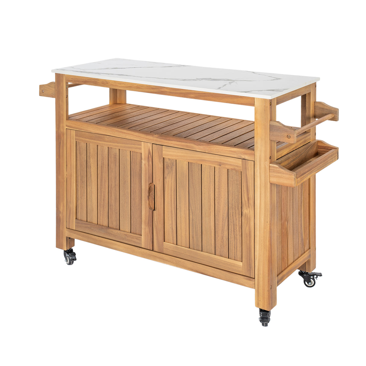 Murphy Outdoor Patio Acacia Wood Bar Cart