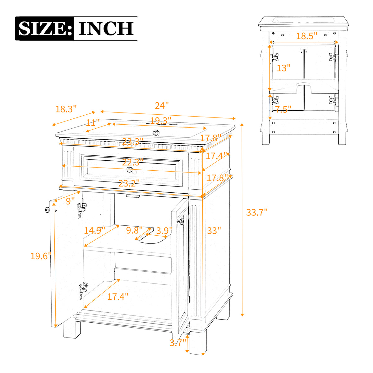 24'' Vintage Elegance Bathroom Cabinet