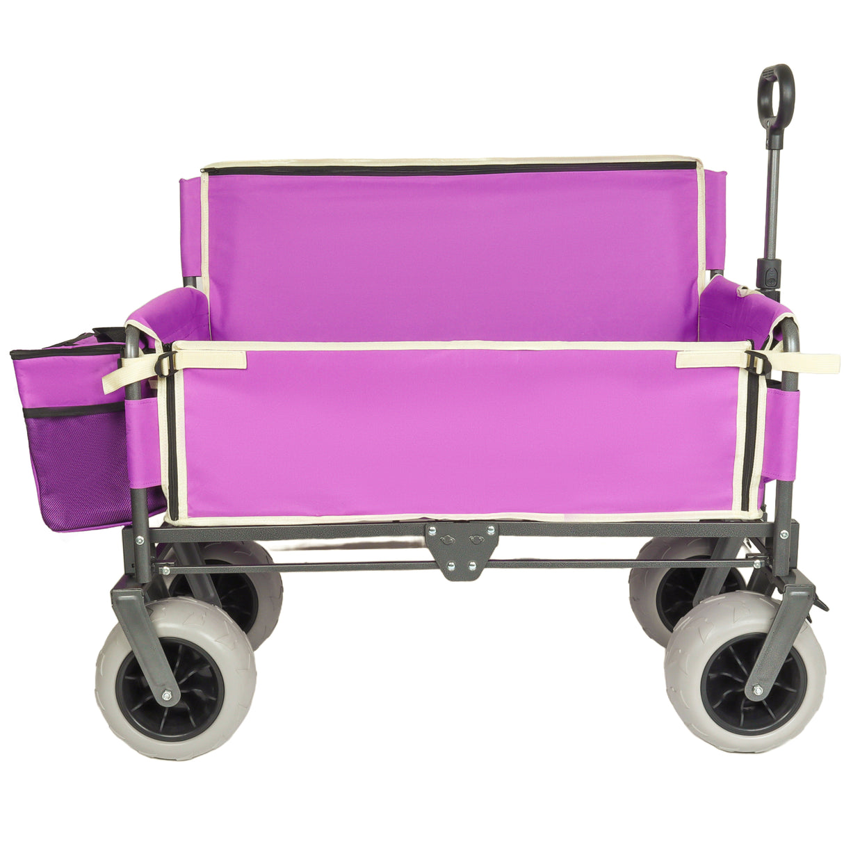 3-in-1 Heavy-Duty Folding Wagon Cart with Bench Seat & Storage