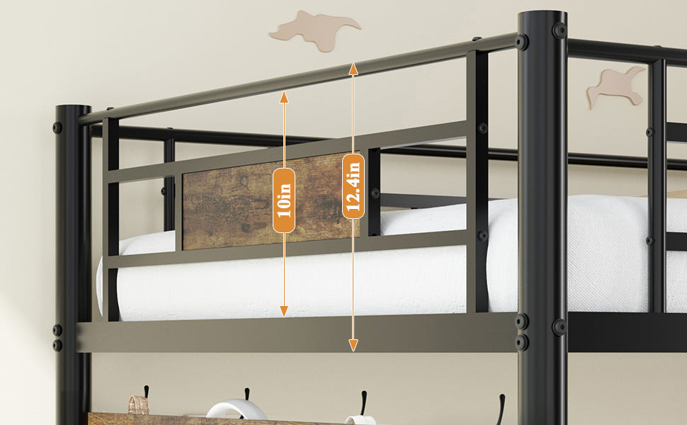 Twin Size Loft Bed Frame with Storage
