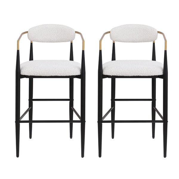 Upholstered Bar Stools With Backs for Kitchen Island (Set of 2) - Beige
