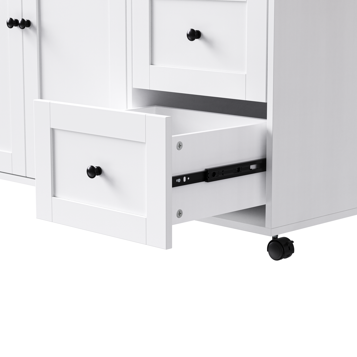 K&K 74.8" Kitchen Island with Extendable Dining Table