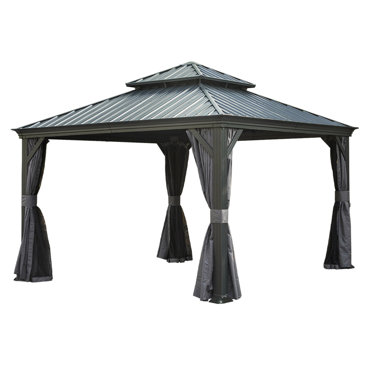 12'x12' Hardtop Gazebo Canopy with Galvanized Steel Double Roof