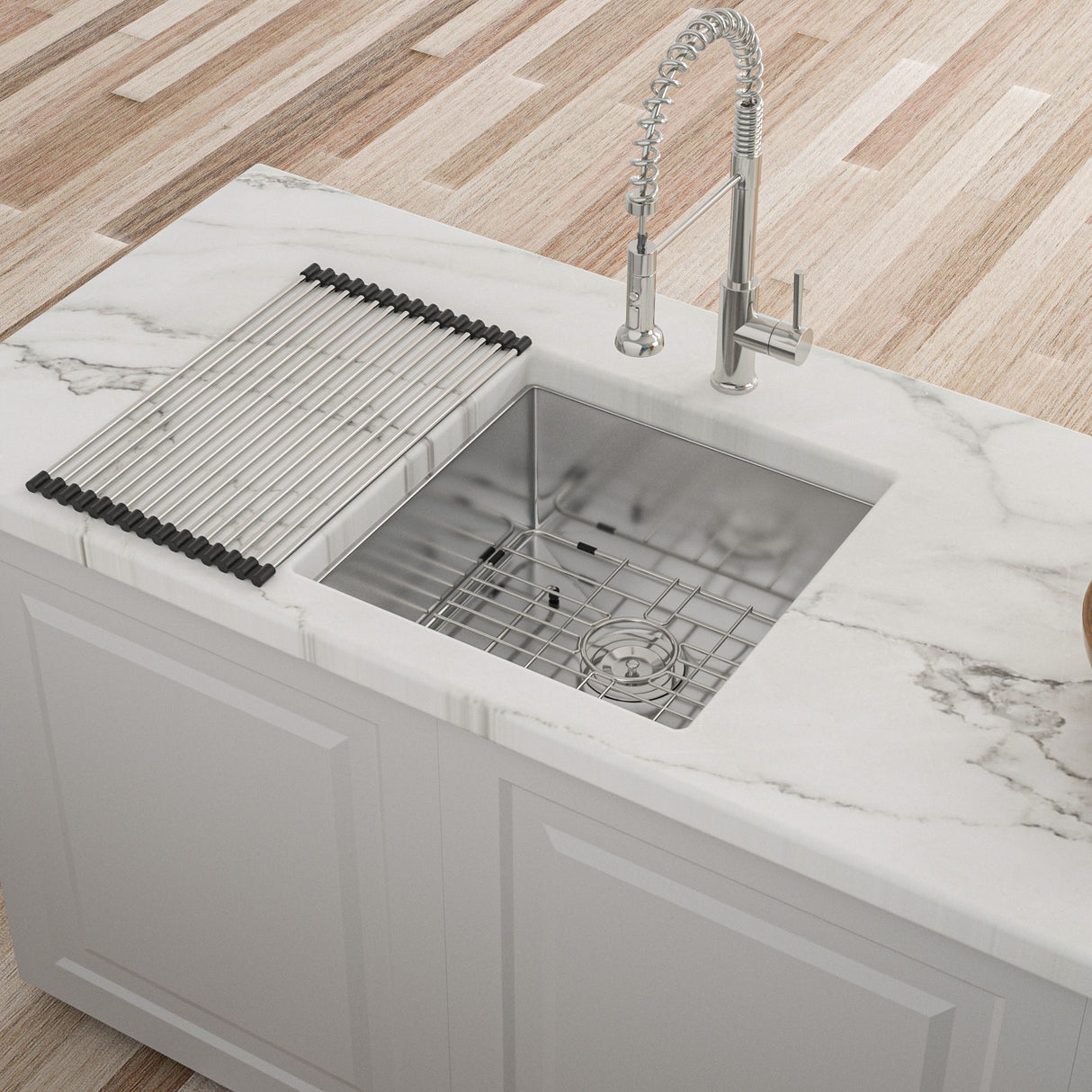 Modern Undermount Stainless Steel Kitchen Sink 16 Gauge, Deep Single Bowl