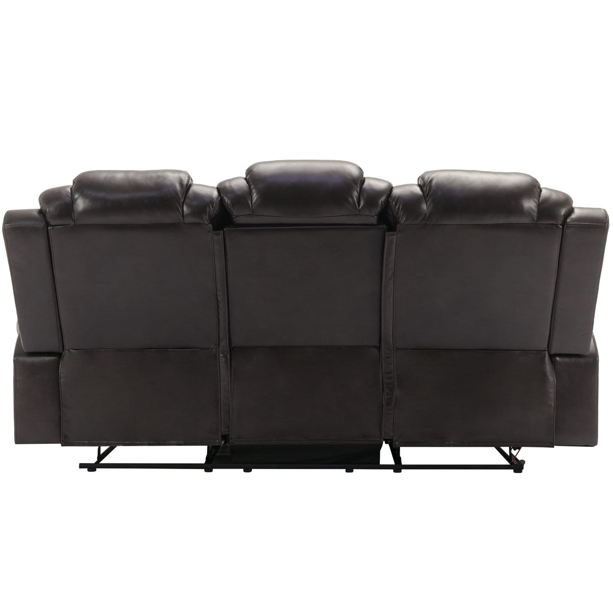 3 Pieces Recliner Sofa Sets Home Theater Seating Manual Recliner Chair With Center Console And LED Light Strip For Living Room