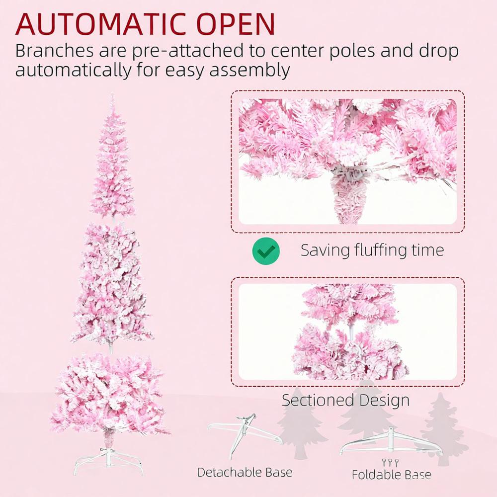 Snow Flocked Pencil Shape Artificial Christmas Tree