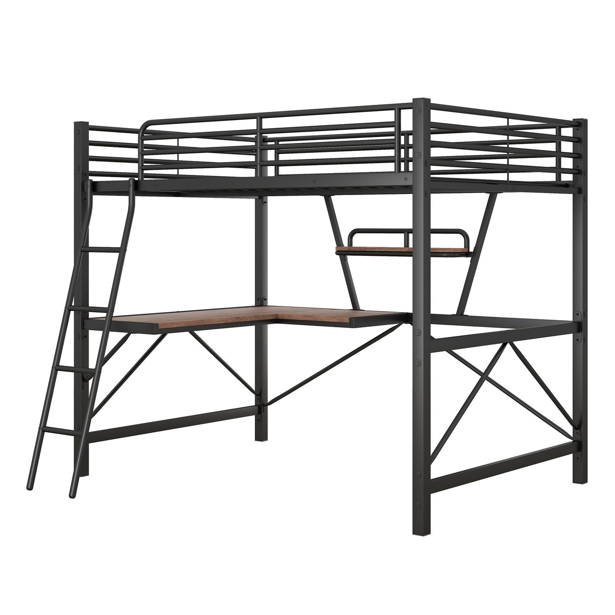 Loft Bed With Desk And Shelf, Modern Design