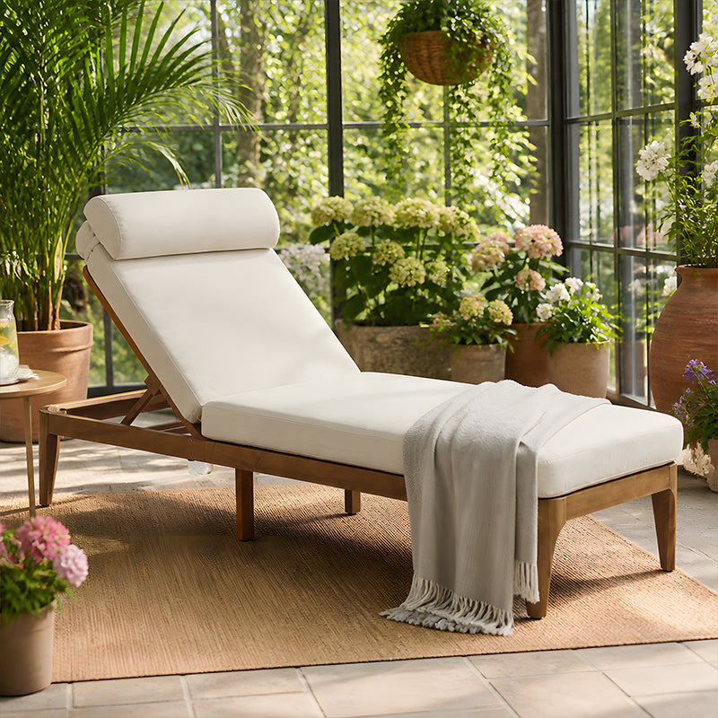 TOPMAX Acacia Wood Chaise Lounge Set of 2