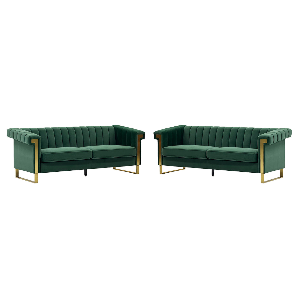 Emerald Green Velvet 2 Piece Sofa Set