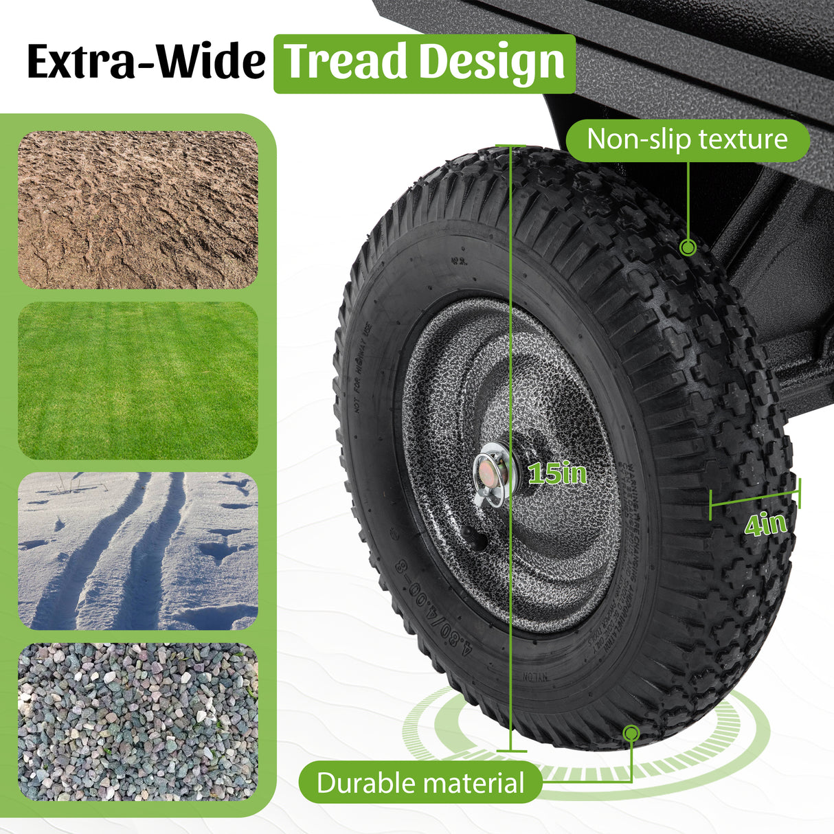 600LBS Heavy Duty Steel Dump Cart Trailer, 17 Cu.Ft.
