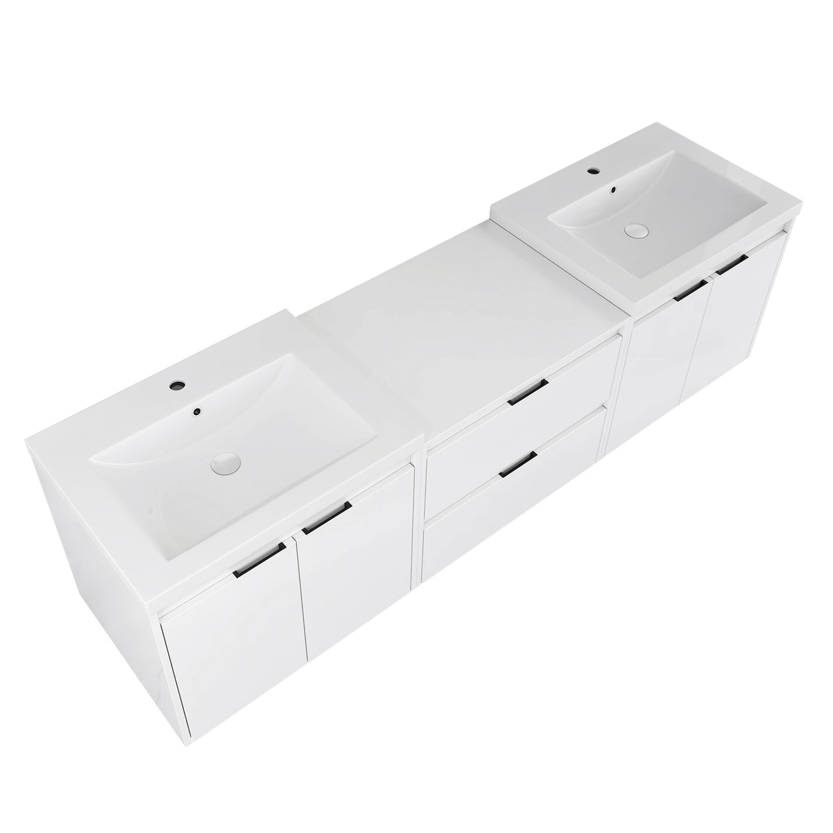 72" Bathroom Vanity With Resin Sink, Soft Close Doors, and 1-Side Cabinet