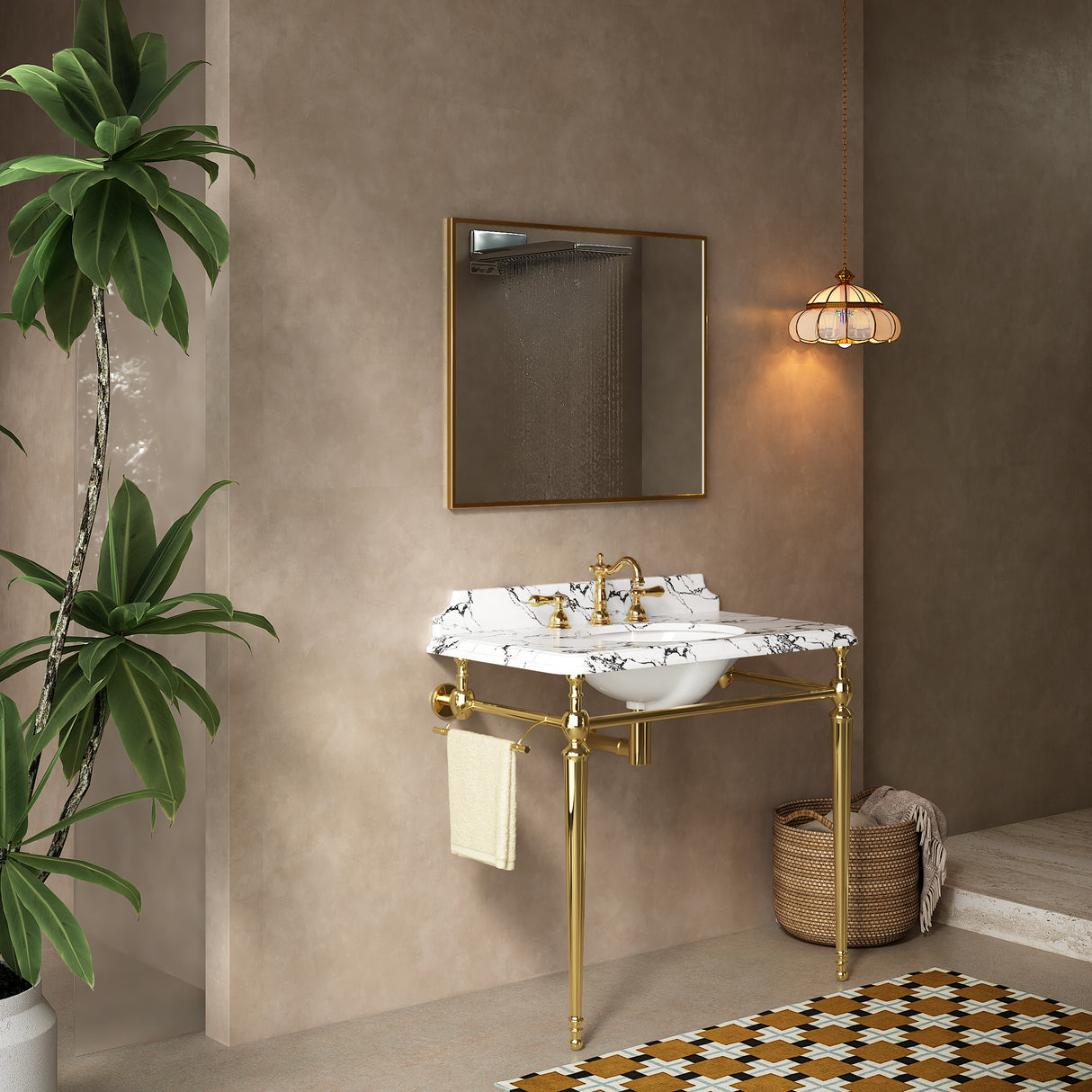 VICI 36" Bathroom Console Sink, Undermount Ceramic Vanity Basin