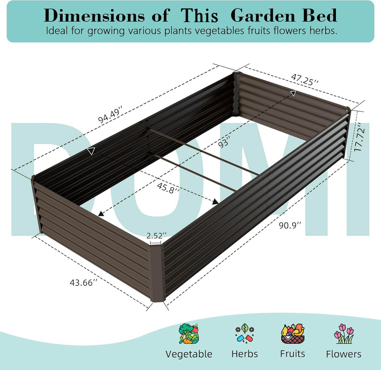 8x4x1.5 ft Galvanized Raised Garden Bed