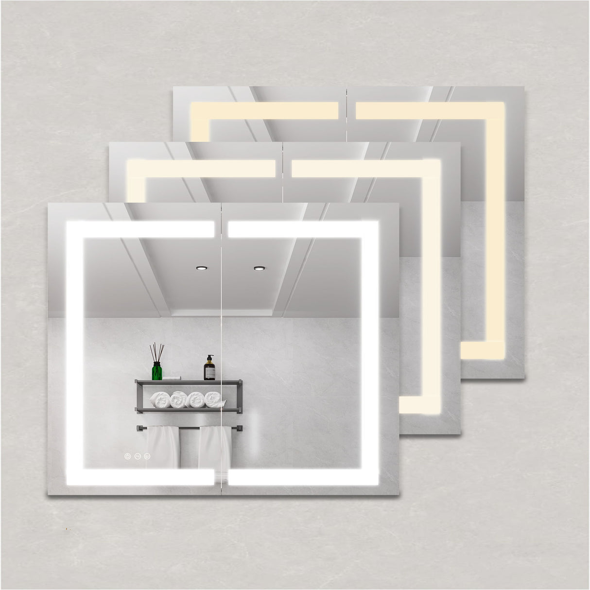 Medicine Cabinet With LED Vanity Mirror, Anti-Fog, Waterproof, Dimmable With Touch Switch