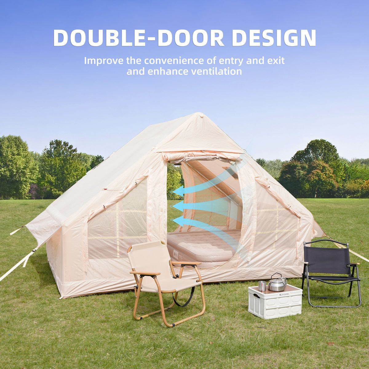 Inflatable Camping Tents with Hand Pump – Durable Oxford Fabric Outdoor Shelter