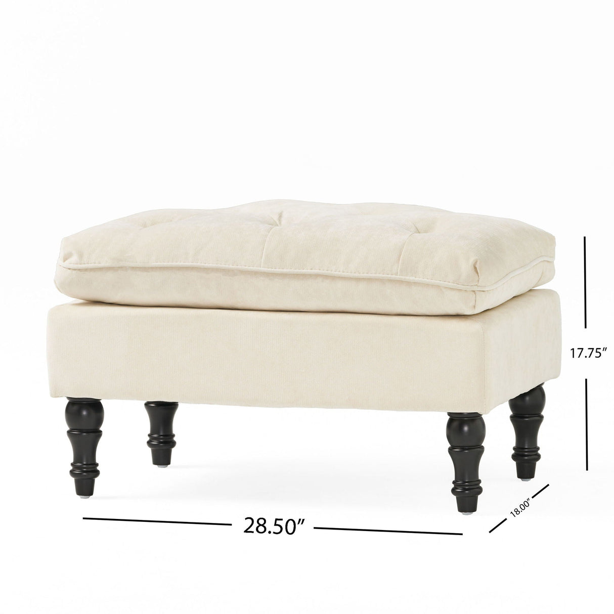 Lofton - Pillow Top Ottoman With Button Tufting - Cream - Best Buy Furniture