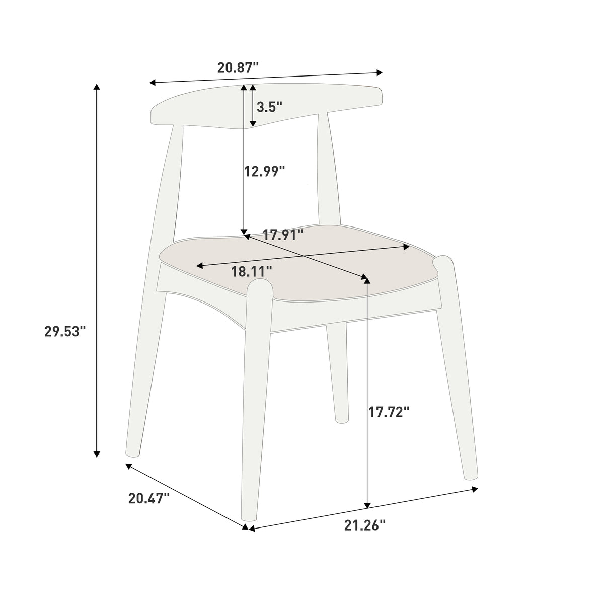 Set of 2 Rubberwood Dining Chairs