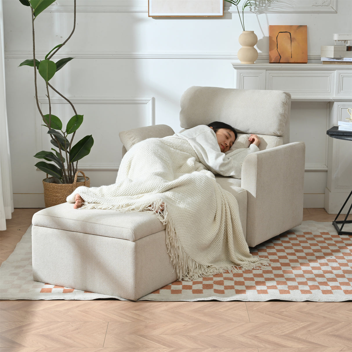 Oversized Chair with Storage Ottoman