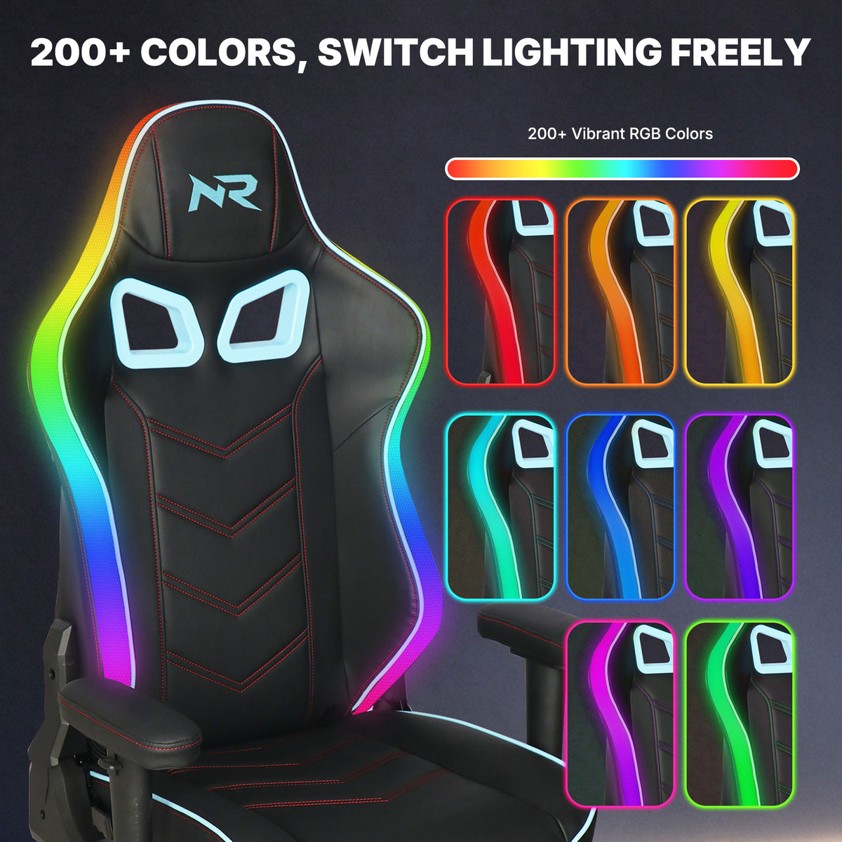 NoxRoc Pedestal Gaming Chair with Built-In Speakers and RGB Lights, Black