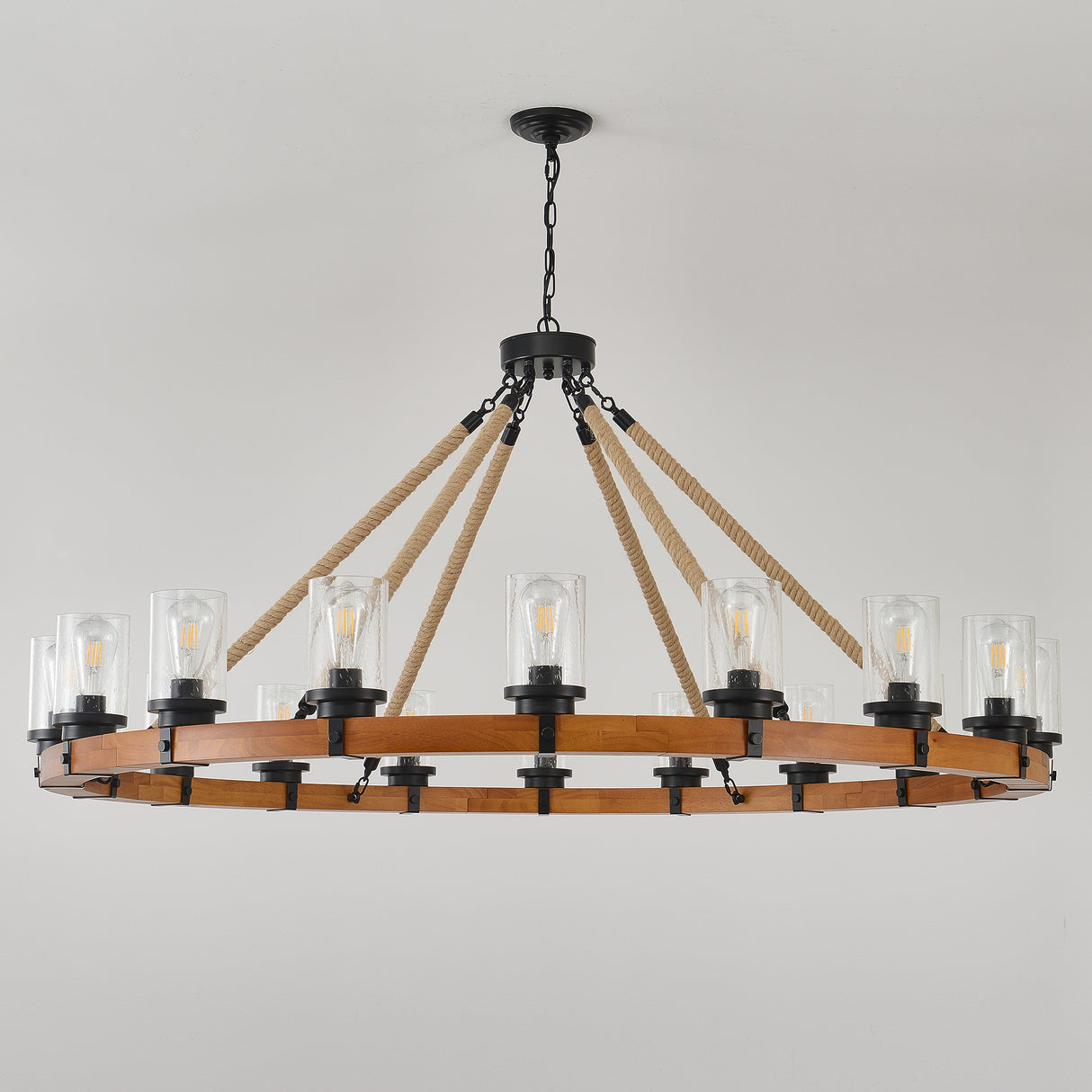 18-Light Rustic Wagon Wheel Chandelier