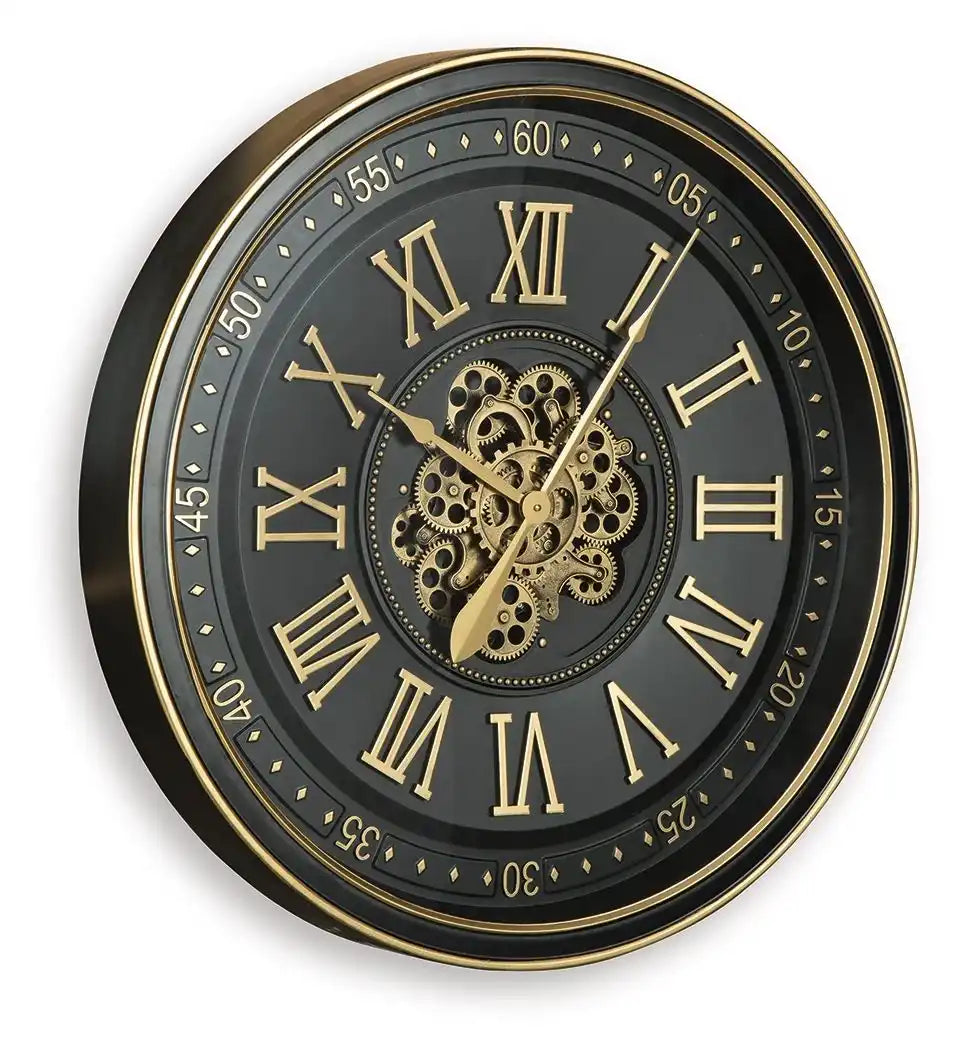 Dairton - Wall Clock - Black / Gold Finish - Best Buy Furniture