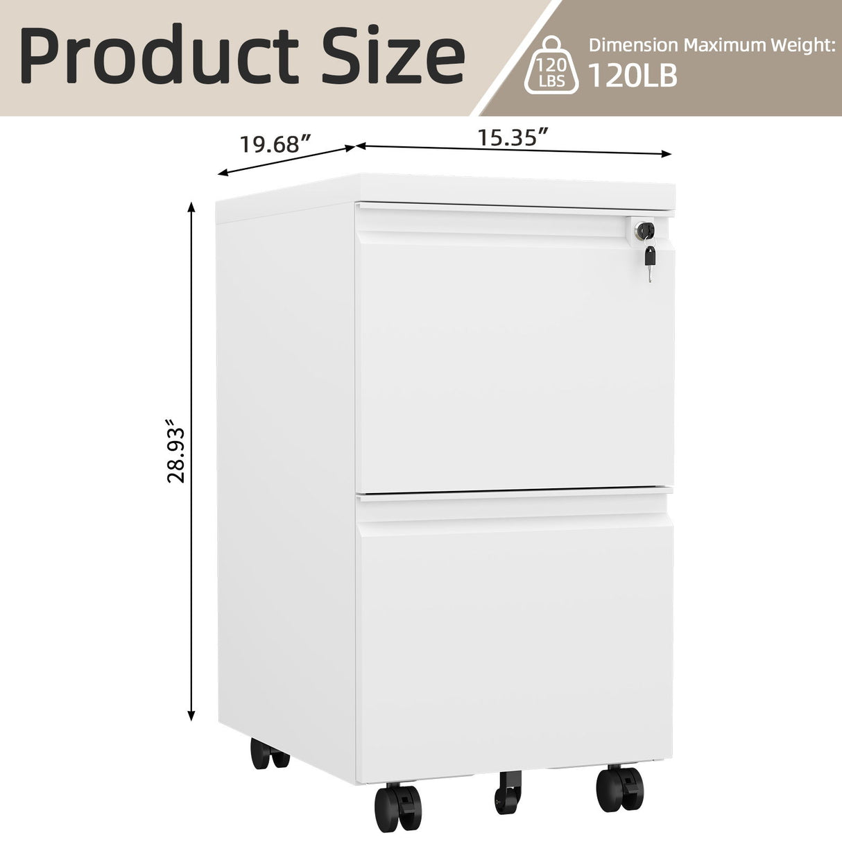 Office Storage Cabinet With 2 Drawers And Lock