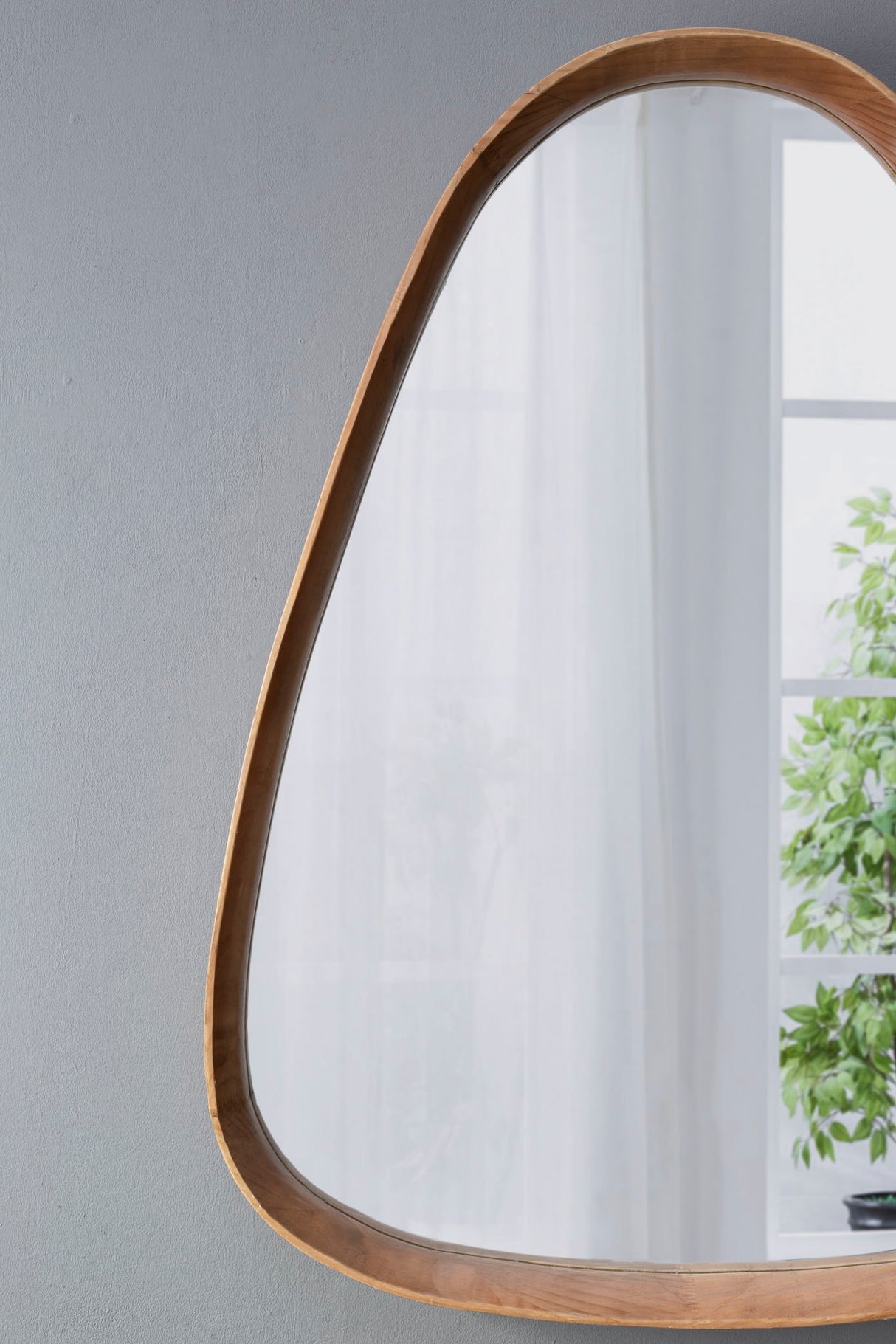 Irrgeular Mirror With Frame, Wall Mirror For Living Room Bathroom Entryway - Brown