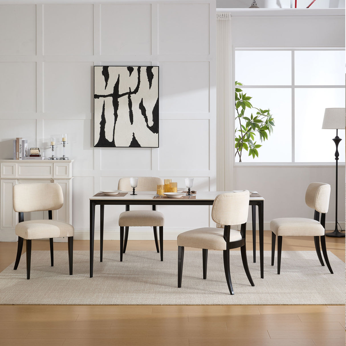 Kitchen Dining Chairs (Set of 2) - Cream