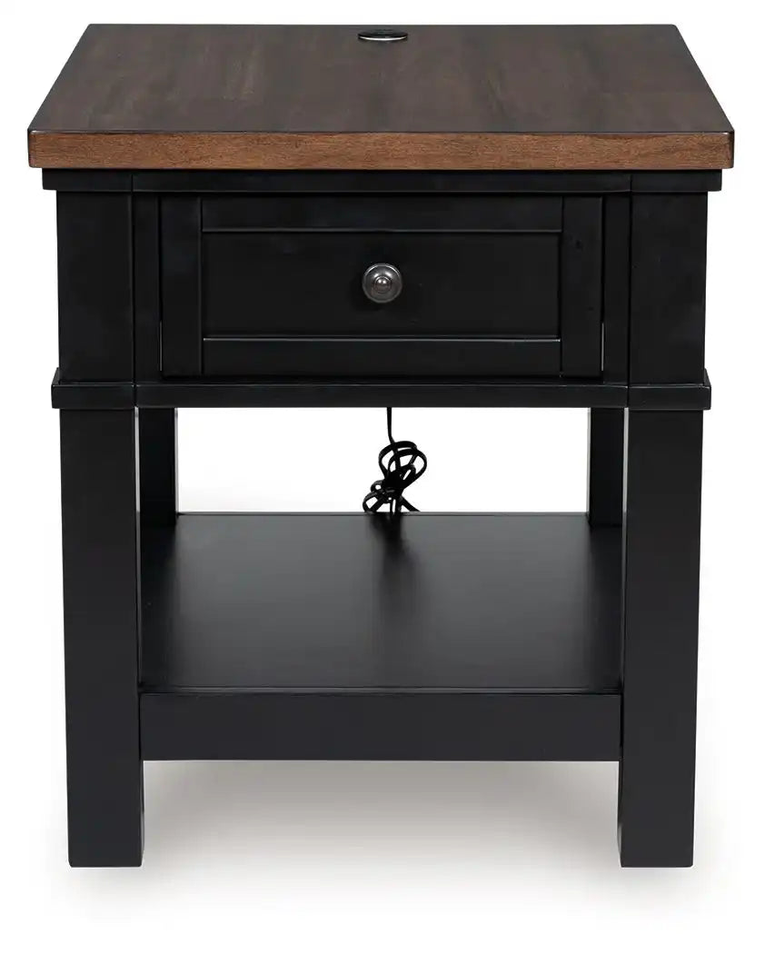 Wildenauer - Rectangular End Table - Brown / Black - Best Buy Furniture