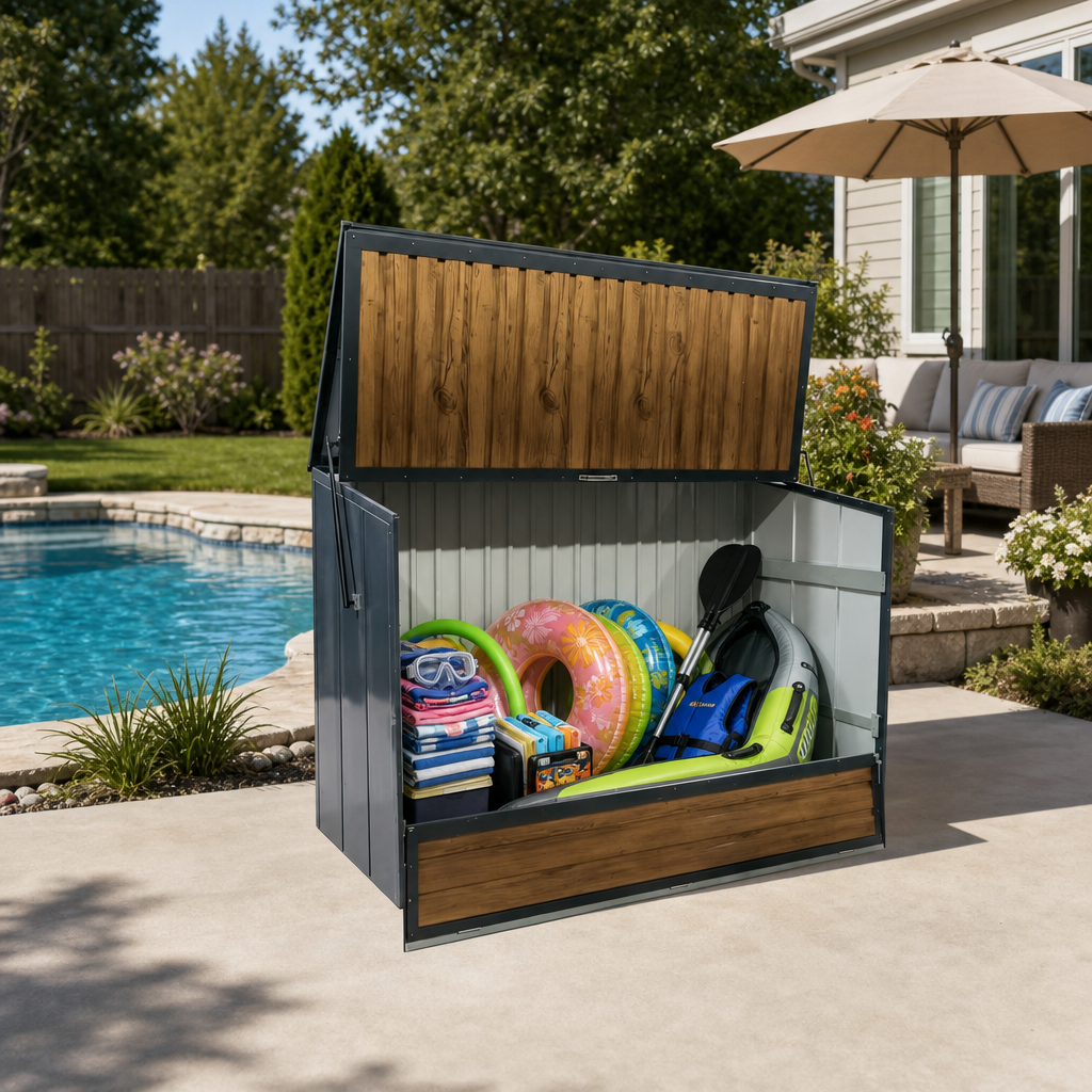 Wood Grain Galvanated Steel Storage Cabinet