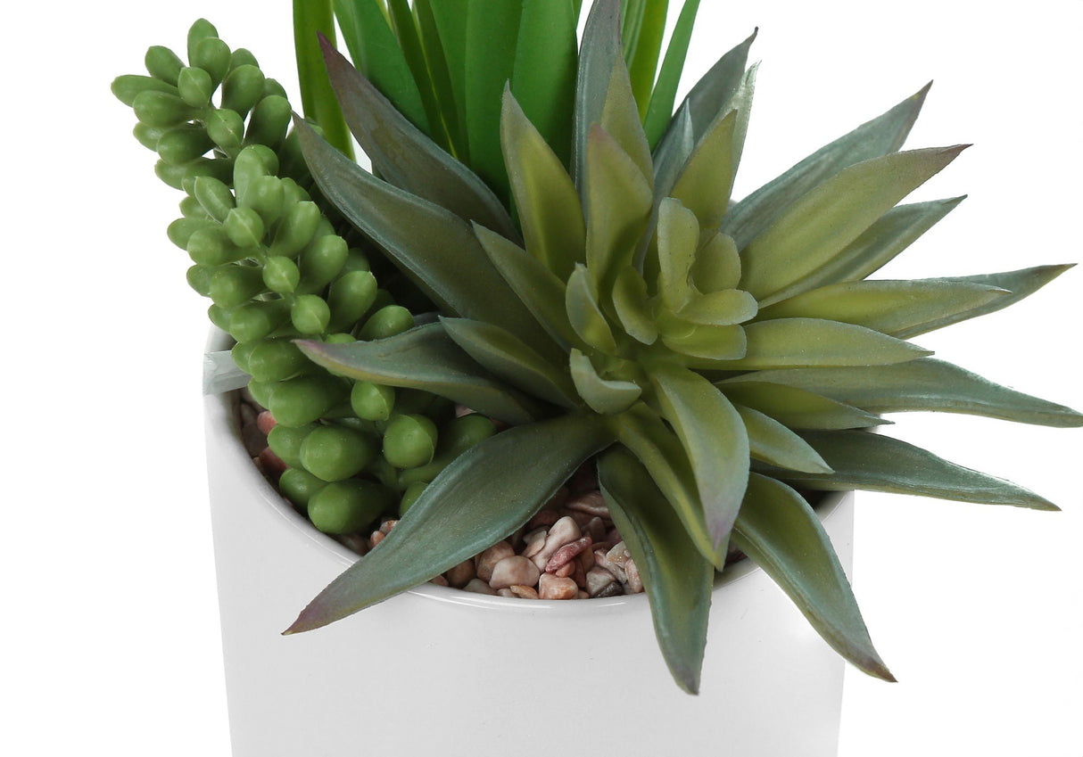 7" Tall, Artificial Plant, Succulent, Indoor, Faux, Fake, Table, Greenery, Potted, Decorative (Set of 2) - Green / White - Best Buy Furniture