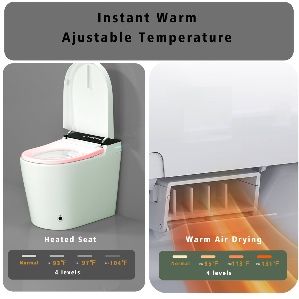 Compact Smart Toilet with Built-in Bidet Seat and Modern Tankless Design